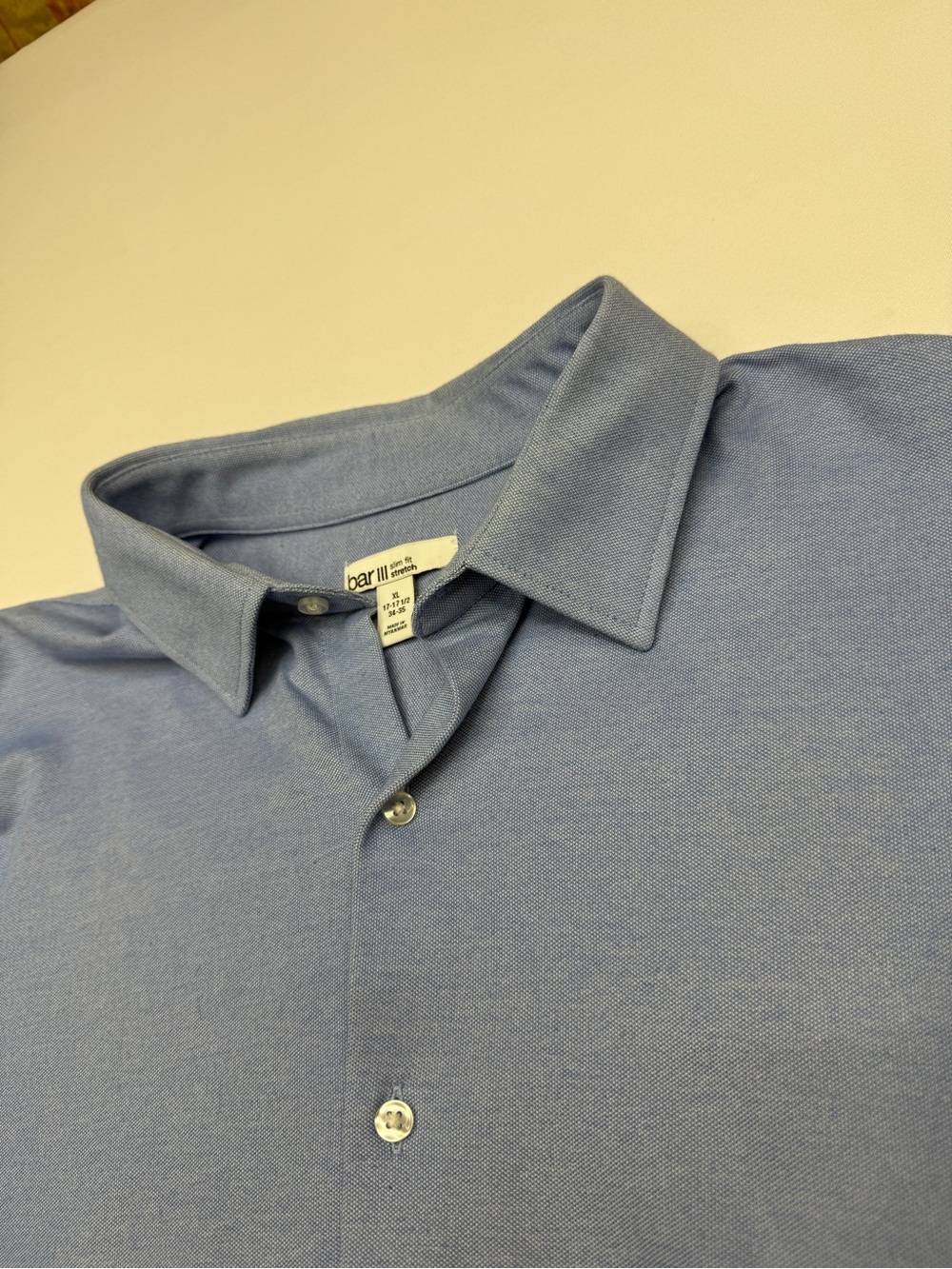Bar III Slim Fit Stretch Blue Oxford Dress Shirt XL 17-17.5 34-35